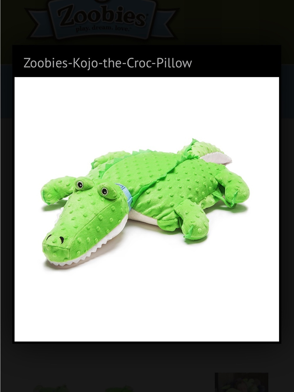 Zoobie’s Kojo the Croc 3-in-1 Plushie Pet Pillow w/ Zip-in Matching Blanket